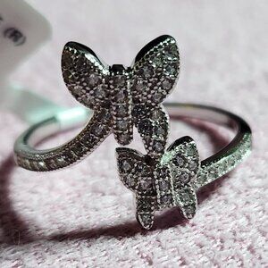 JTV White Cubic Zirconia 925 Silver Butterfly Ring